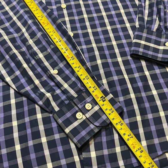 Peter Millar Mens XL Purple Plaid Button Shirt Long‎ Sleeve Cotton Silk Blend - Picture 8 of 8